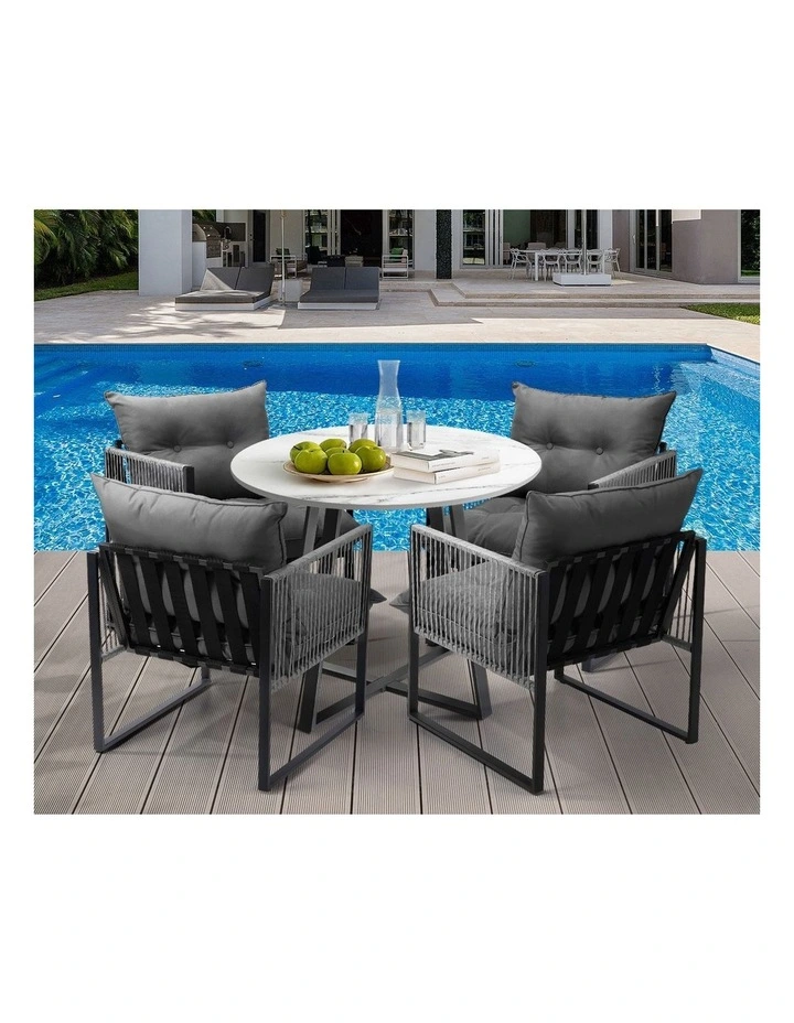 Livsip 5PCS Outdoor Dining Setting Patio Furniture Bistro Table Chairs Lounge image 5