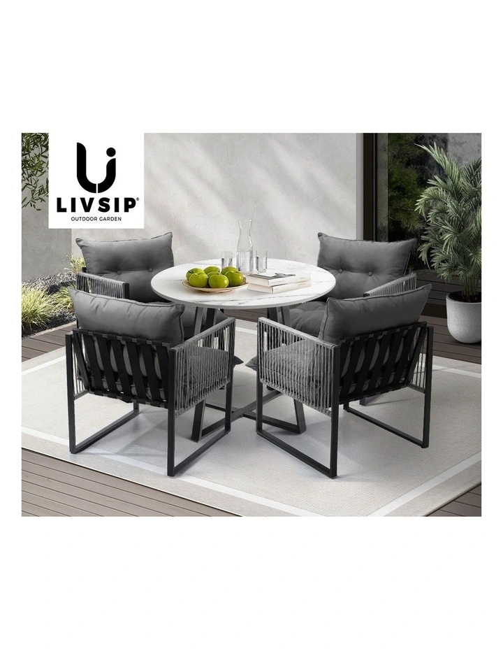 Livsip 5PCS Outdoor Dining Setting Patio Furniture Bistro Table Chairs Lounge image 7