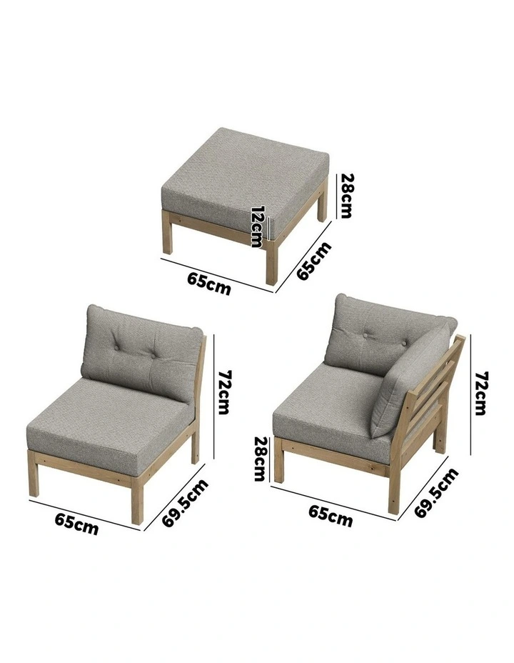 Livsip 5 Seater Outdoor Sofa Set Modular Lounge Setting Beige image 3