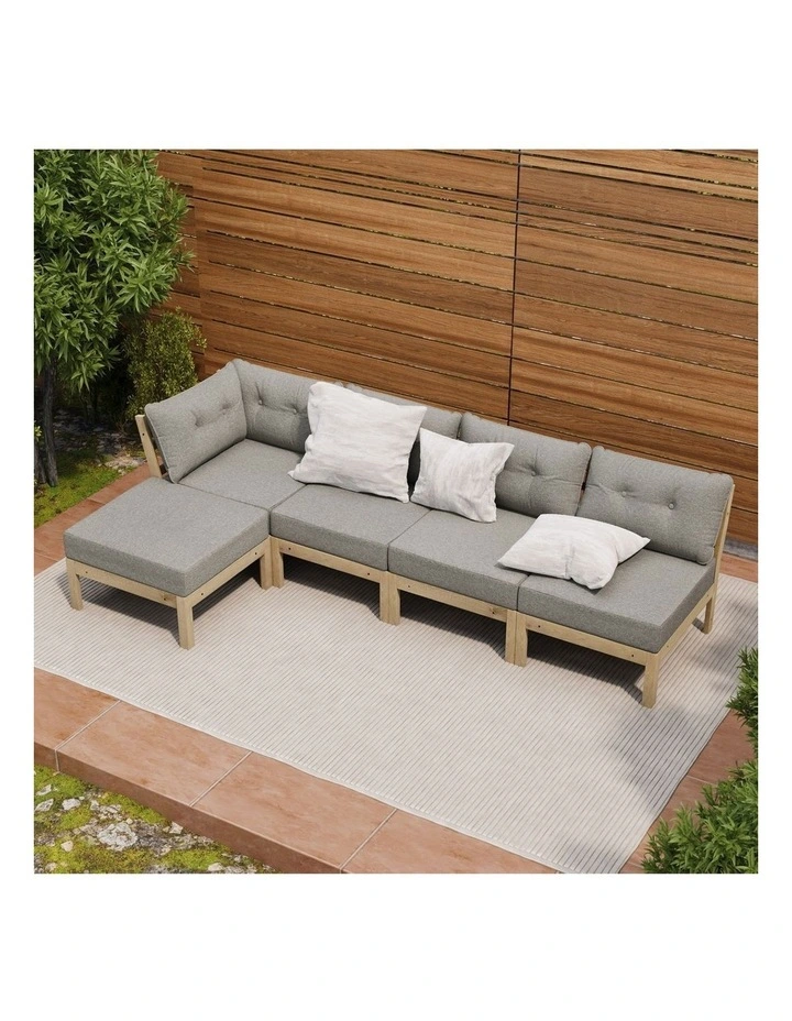 Livsip 5 Seater Outdoor Sofa Set Modular Lounge Setting Beige image 4