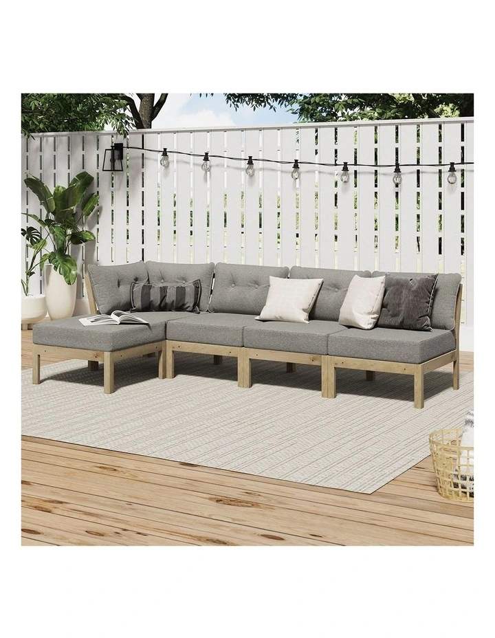 Livsip 5 Seater Outdoor Sofa Set Modular Lounge Setting Beige image 5