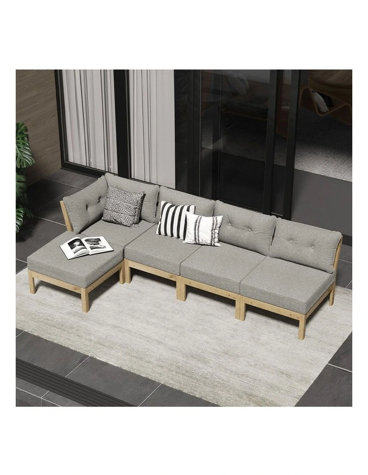 Livsip 5 Seater Outdoor Sofa Set Modular Lounge Setting Beige image 7