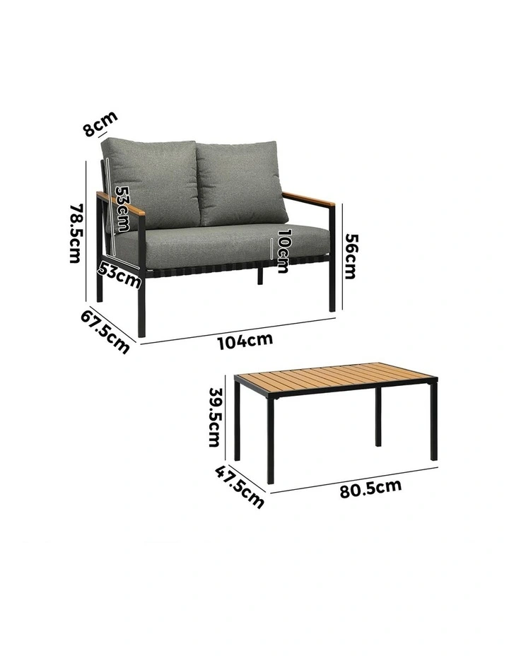 Livsip Outdoor Furniture 2-Piece Dining Set Lounge Patio Chairs Table Setting image 3