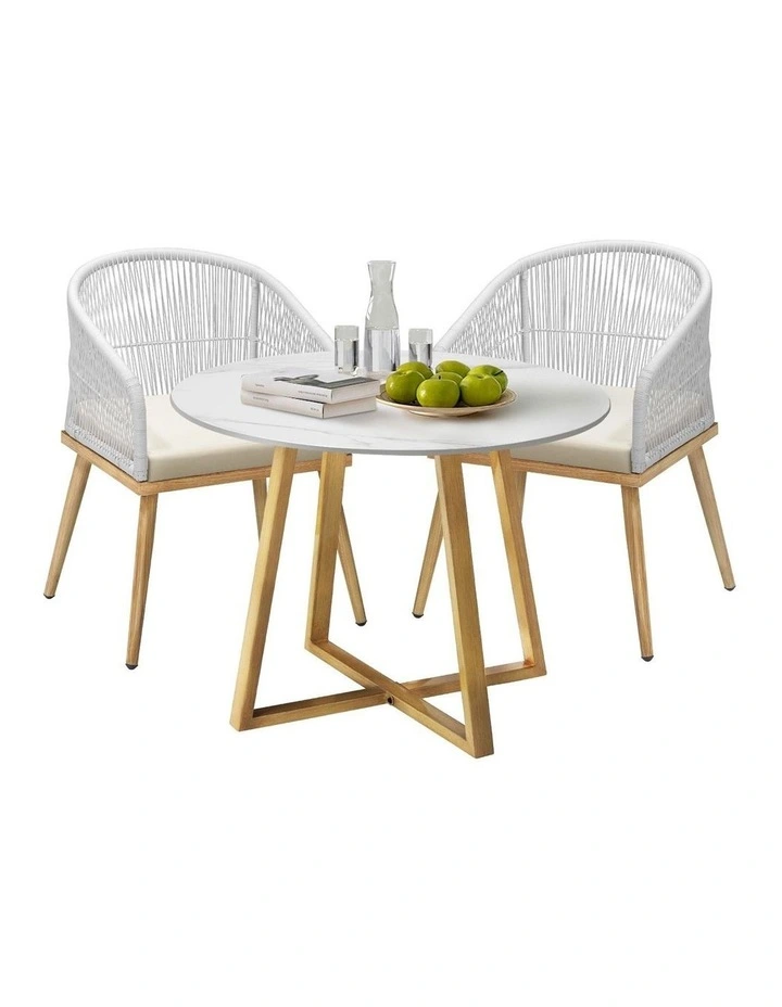 Livsip 3 Piece Outdoor Dining Setting Table Lounge Chairs Patio Furniture Set image 1