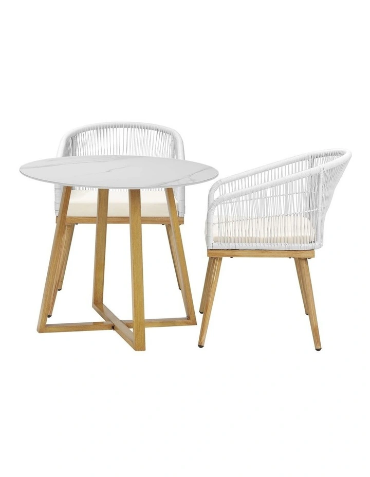 Livsip 3 Piece Outdoor Dining Setting Table Lounge Chairs Patio Furniture Set image 2