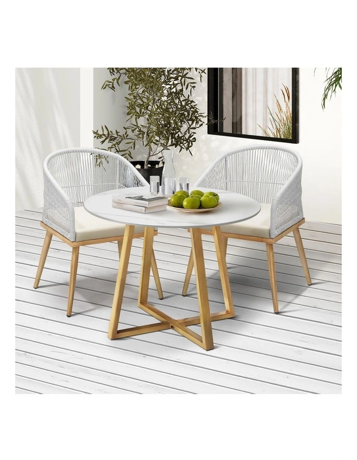 Livsip 3 Piece Outdoor Dining Setting Table Lounge Chairs Patio Furniture Set image 4