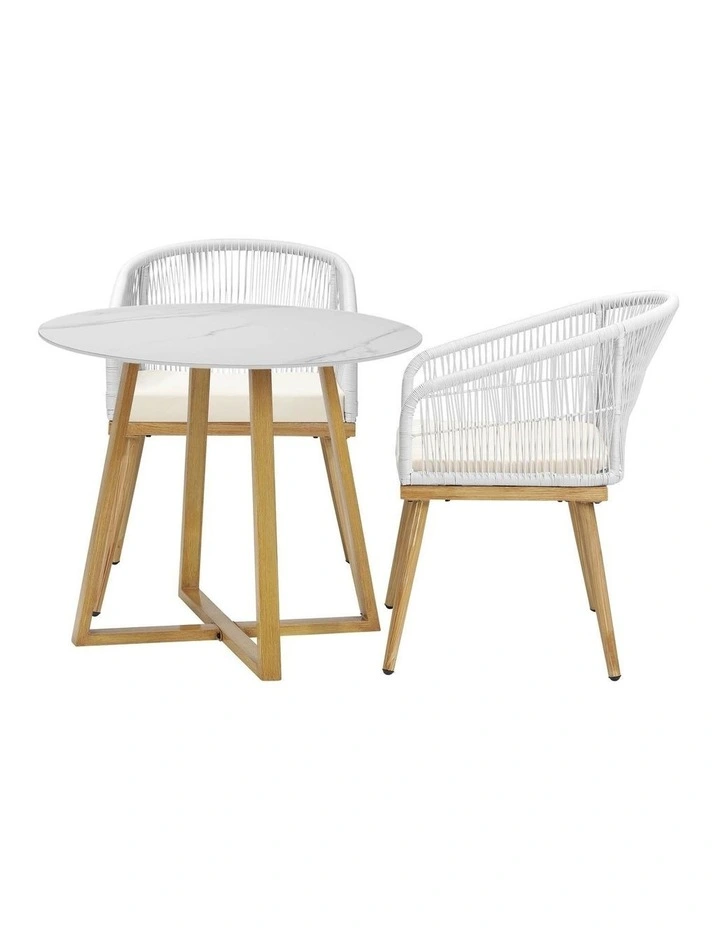 Livsip 3 Piece Outdoor Dining Setting Table Lounge Chairs Patio Furniture Set image 5