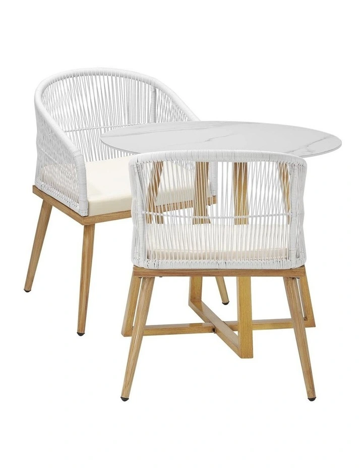 Livsip 3 Piece Outdoor Dining Setting Table Lounge Chairs Patio Furniture Set image 6