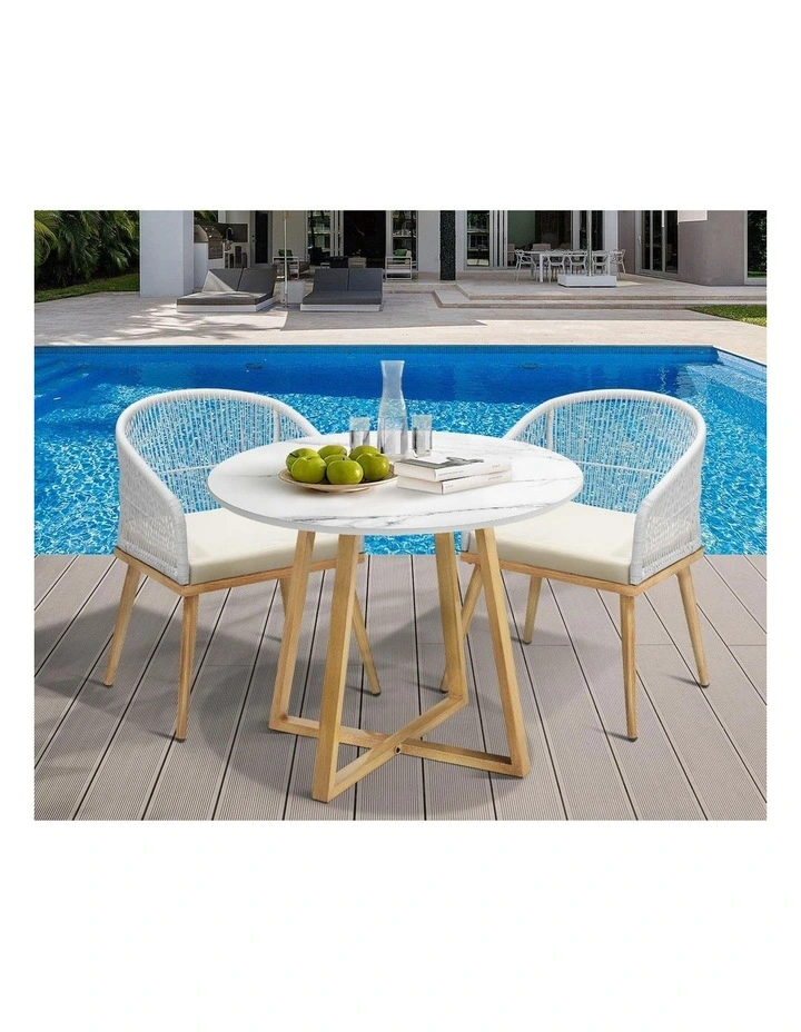 Livsip 3 Piece Outdoor Dining Setting Table Lounge Chairs Patio Furniture Set image 7