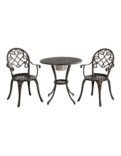 Livsip 3 Pieces Outdoor Patio Set Table Chairs Bistro Setting Cast Aluminium