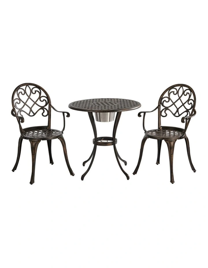 Livsip 3 Pieces Outdoor Patio Set Table Chairs Bistro Setting Cast Aluminium image 1