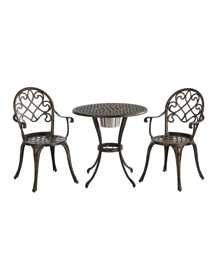 Livsip 3 Pieces Outdoor Patio Set Table Chairs Bistro Setting Cast Aluminium image 2