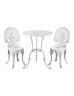Livsip Outdoor Bistro Setting Cast Aluminium Table and Chair 3PCS Patio Set