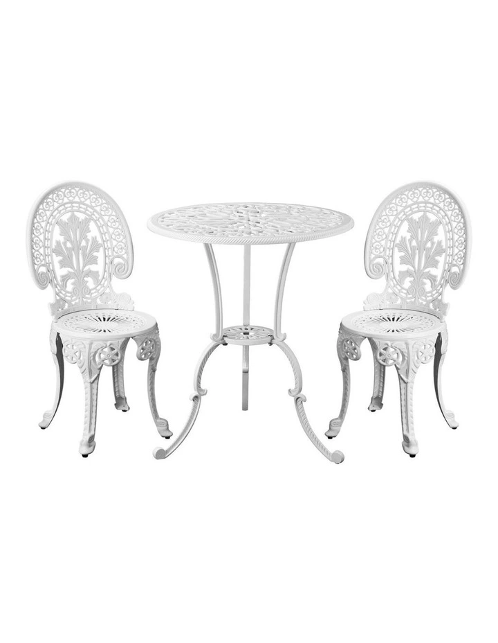 Livsip Outdoor Bistro Setting Cast Aluminium Table and Chair 3PCS Patio Set image 1