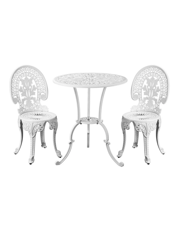 Livsip Outdoor Bistro Setting Cast Aluminium Table and Chair 3PCS Patio Set image 2