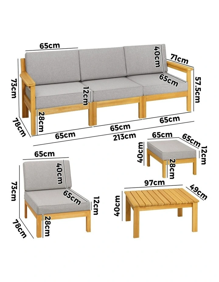 Livsip 6 Piece Outdoor Sofa Set Lounge Setting with Table image 3