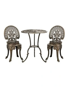 Livsip Outdoor Furniture Bistro Set 3pcs Chair Table Cast Aluminium Patio Garden