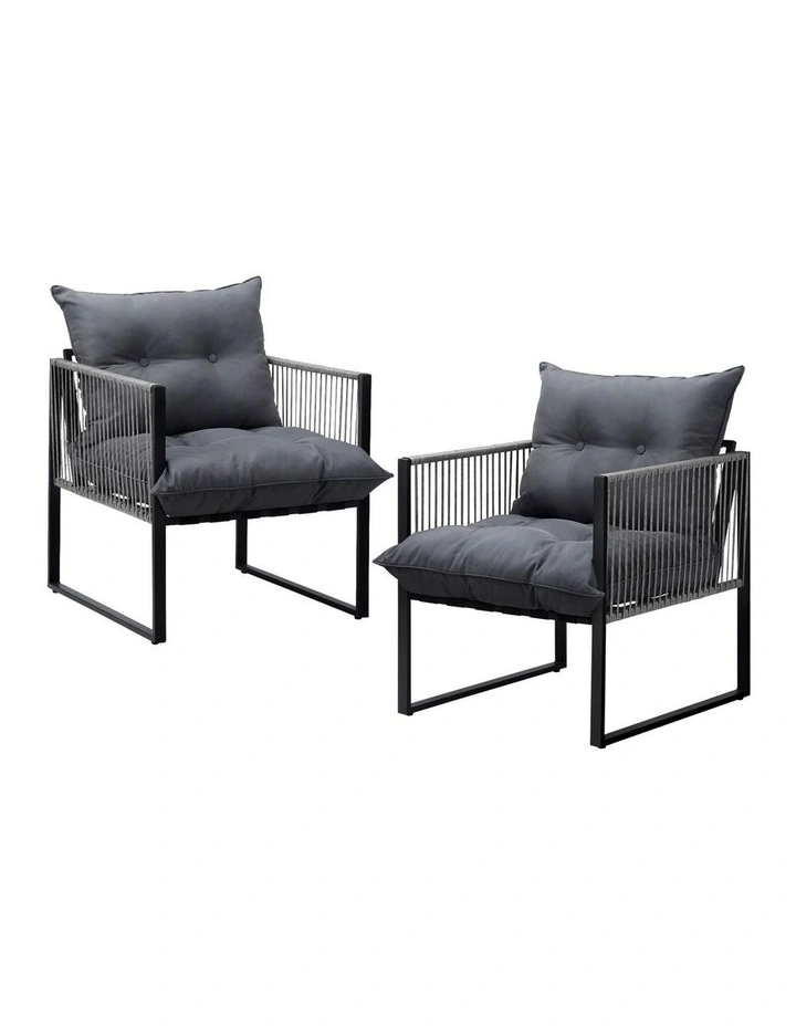 Livsip 2PCS Outdoor Furniture Patio Chairs Garden Lounge Sofa Set PE Wicker Grey image 1