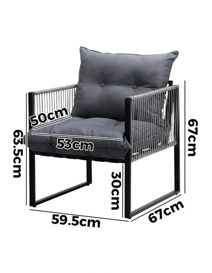 Livsip 2PCS Outdoor Furniture Patio Chairs Garden Lounge Sofa Set PE Wicker Grey image 3