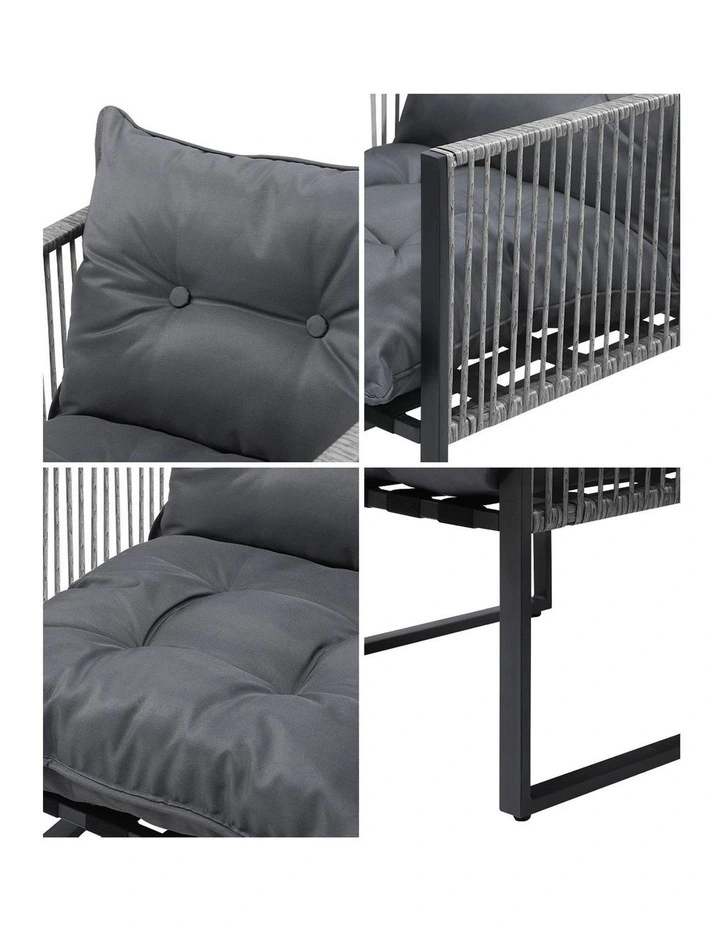 Livsip 2PCS Outdoor Furniture Patio Chairs Garden Lounge Sofa Set PE Wicker Grey image 6