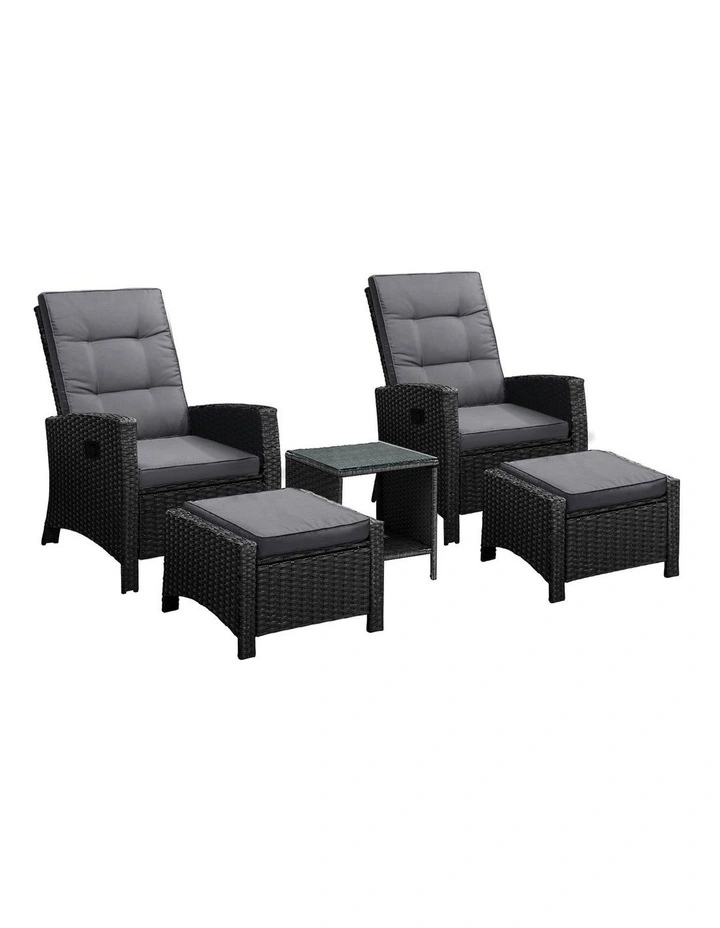 Livsip Outdoor  Recliner Chair & Table Set Wicker lounge Patio Furniture Setting image 1