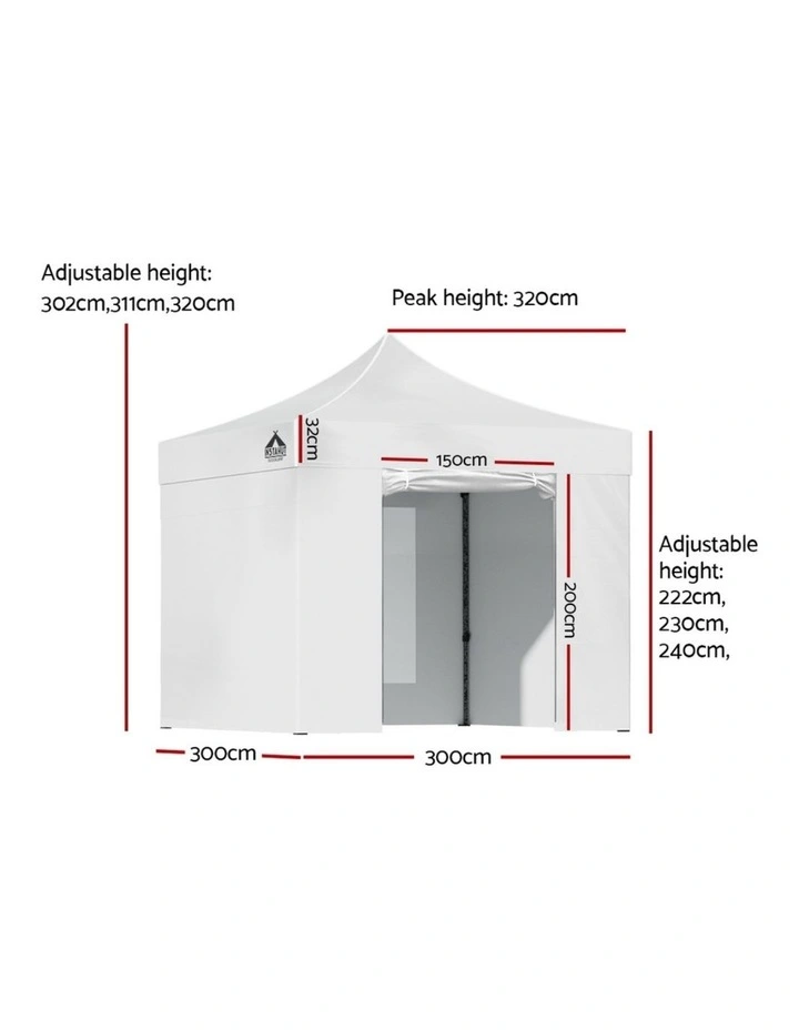 Instahut Gazebo 3x3 Pop Up Marquee Folding Tent Wedding Gazebos Camping Outdoor Shade Canopy White image 2