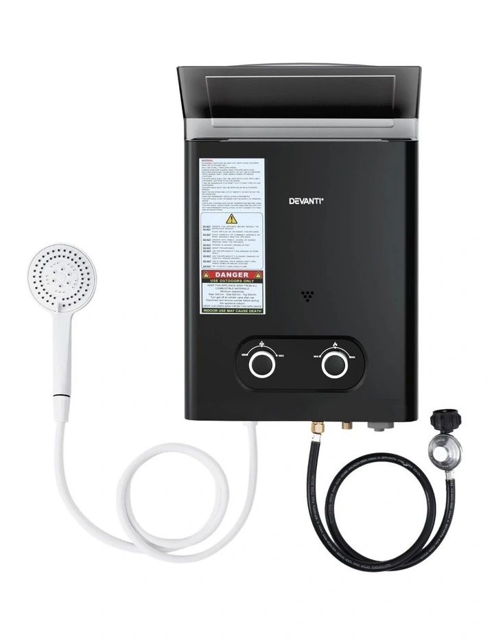 Devanti Portable Gas Water Heater LPG-powered System Black image 2