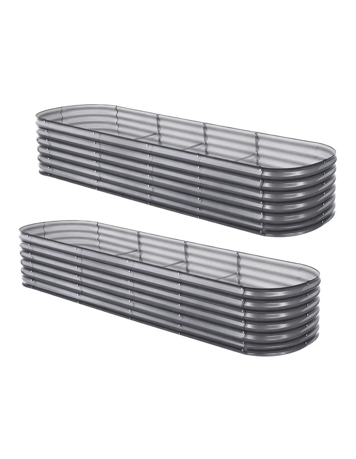 2x Green Fingers Raised Garden Bed 320X80X56cm Oval Planter Box image 2