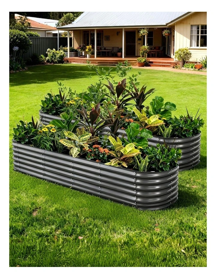2x Green Fingers Raised Garden Bed 320X80X56cm Oval Planter Box image 3