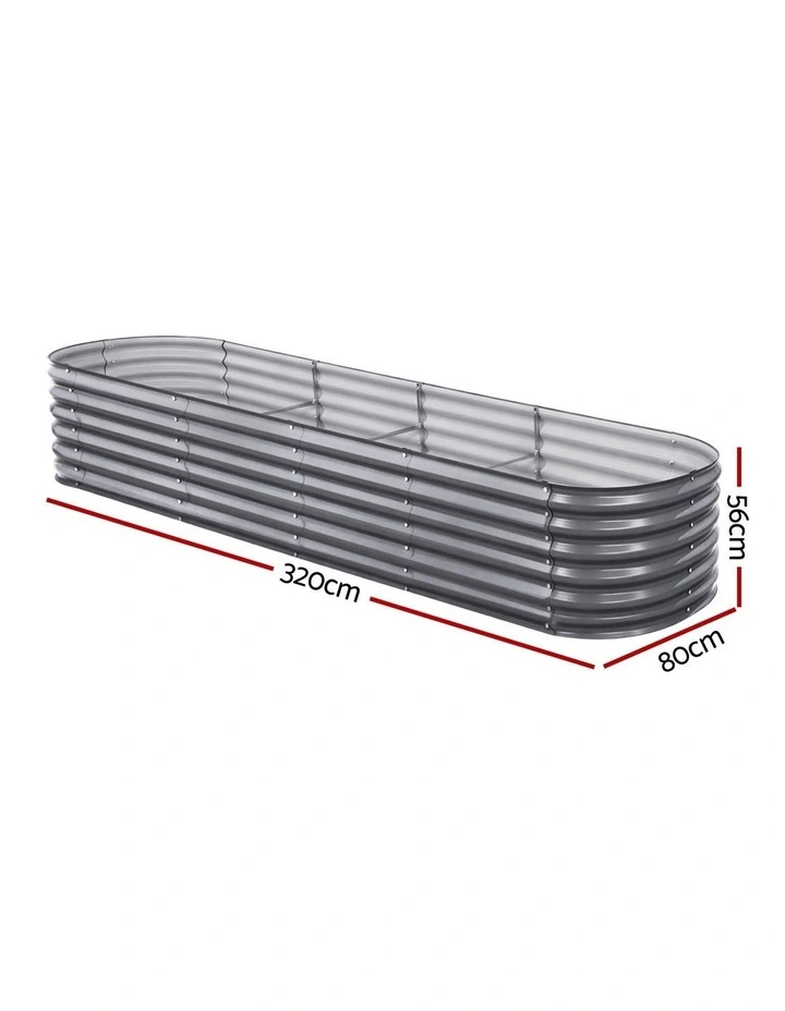 2x Green Fingers Raised Garden Bed 320X80X56cm Oval Planter Box image 4