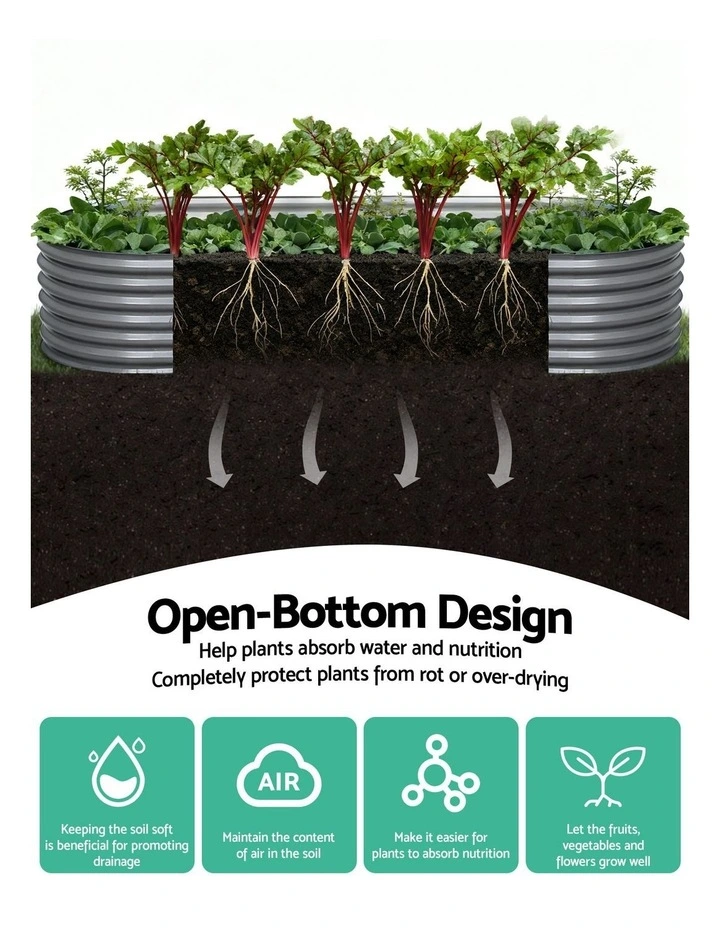 2x Green Fingers Raised Garden Bed 320X80X56cm Oval Planter Box image 6
