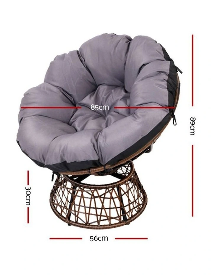 Gardeon Outdoor Lounge Setting Papasan Chair Wicker Table Garden Furniture Brown image 2