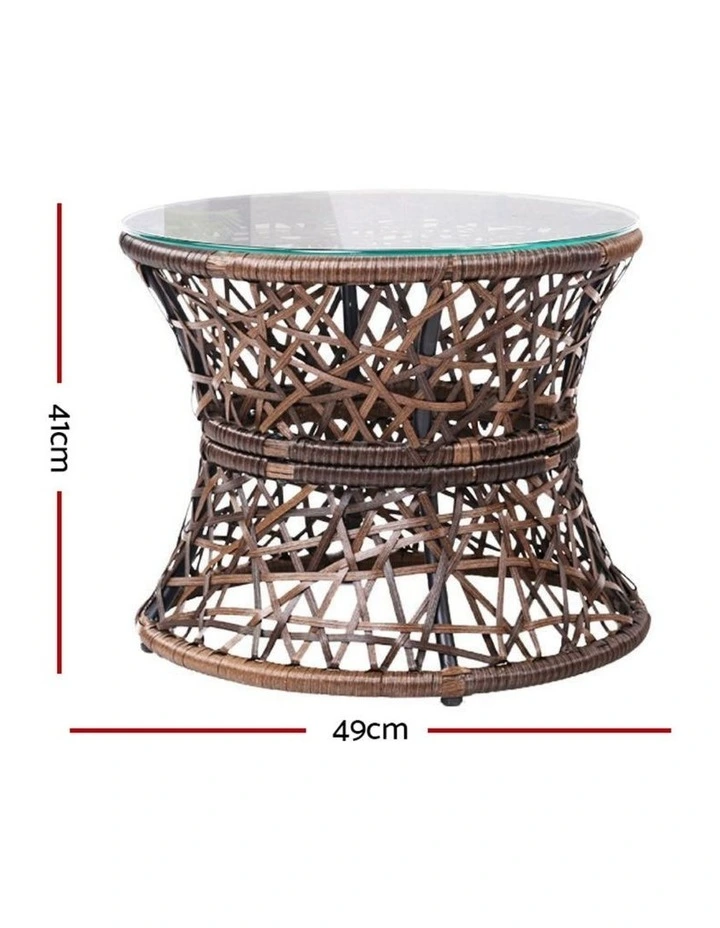 Gardeon Outdoor Lounge Setting Papasan Chair Wicker Table Garden Furniture Brown image 4