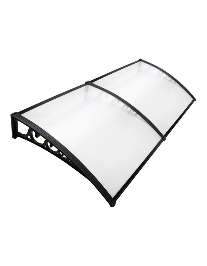 Instahut Window Door Awning 1mx2.4m Transparent image 1