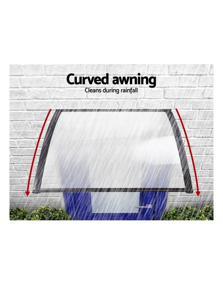 Instahut Window Door Awning 1mx2.4m Transparent image 6