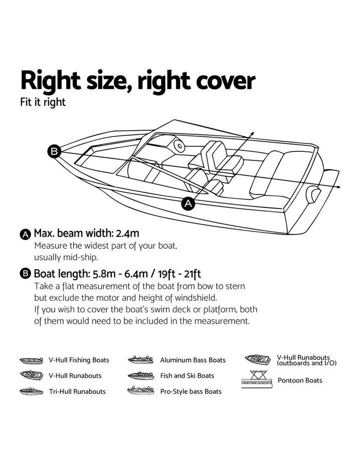 Seamanship Boat Cover 19-21ft Trailerable Jumbo Marine Grade Heavy Duty Black image 4