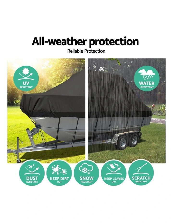 Seamanship Boat Cover 19-21ft Trailerable Jumbo Marine Grade Heavy Duty Black image 5