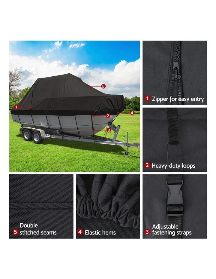 Seamanship Boat Cover 19-21ft Trailerable Jumbo Marine Grade Heavy Duty Black image 6