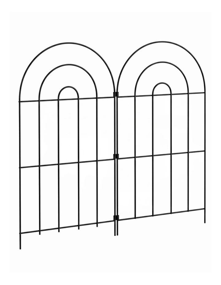 Mountview Garden Fence Dog Fence Picket Fence 10pc Q195 Steel Black Border image 1