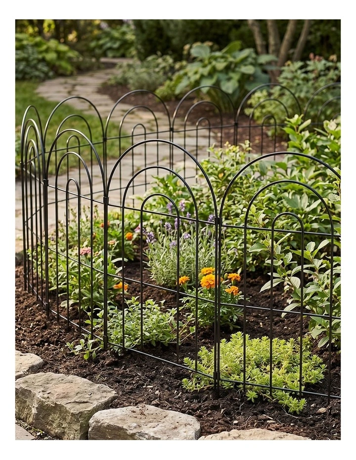 Mountview Garden Fence Dog Fence Picket Fence 10pc Q195 Steel Black Border image 4