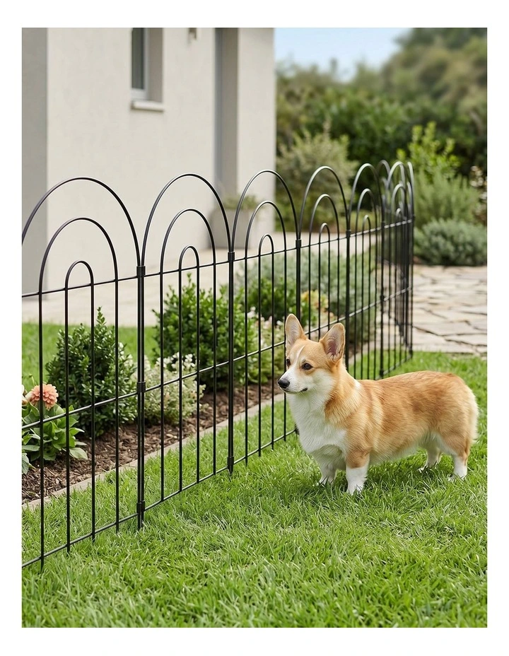Mountview Garden Fence Dog Fence Picket Fence 10pc Q195 Steel Black Border image 5