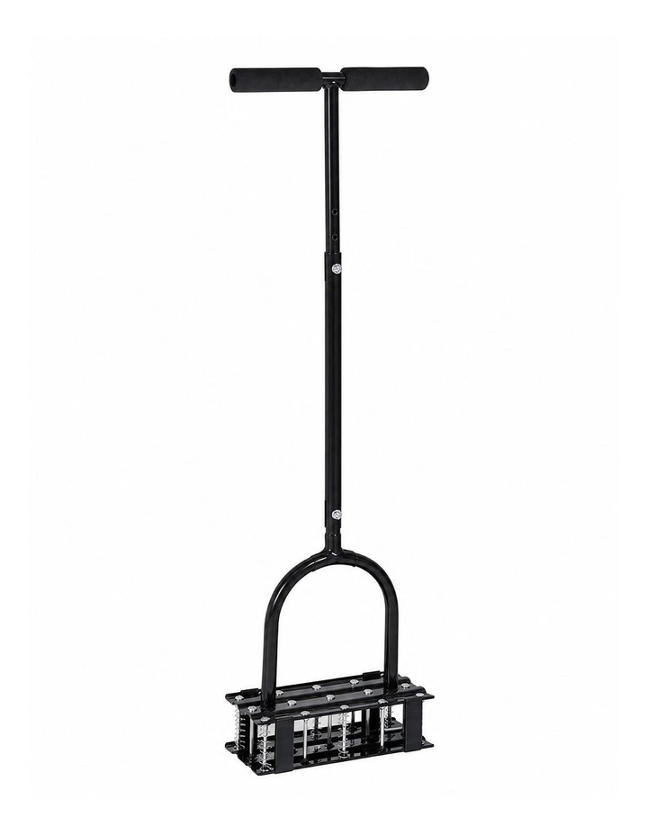 Lambu Lawn Aerator 15-Spike Manual Garden Scarifier Tool Carbon Steel Black image 1