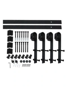 2.44M Antique Classic Style Double Sliding Barn Door Hardware Track Roller Kit