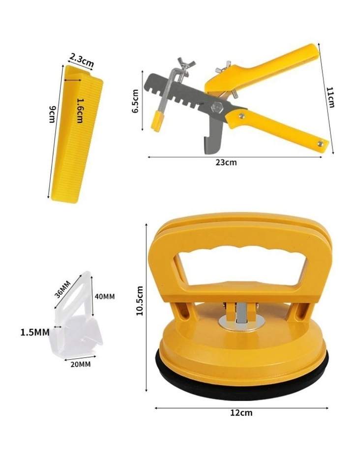 Traderight Group  400x1.5MM 200x Tile Leveling Wedges 1x Push Pliers 2x Tile Suckers Leveling Set image 2