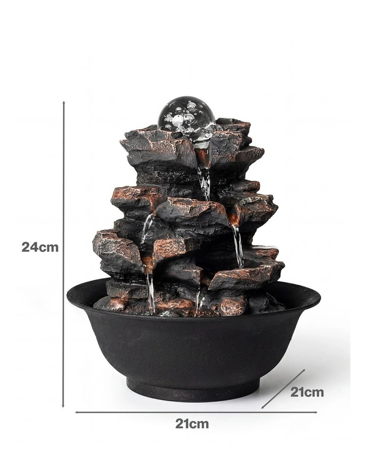 Spector Tabletop Water Fountain Indoor water fountain LED Resin Brown Black image 3