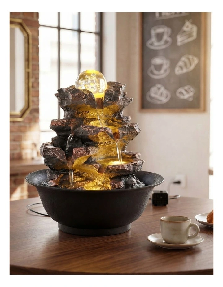 Spector Tabletop Water Fountain Indoor water fountain LED Resin Brown Black image 5