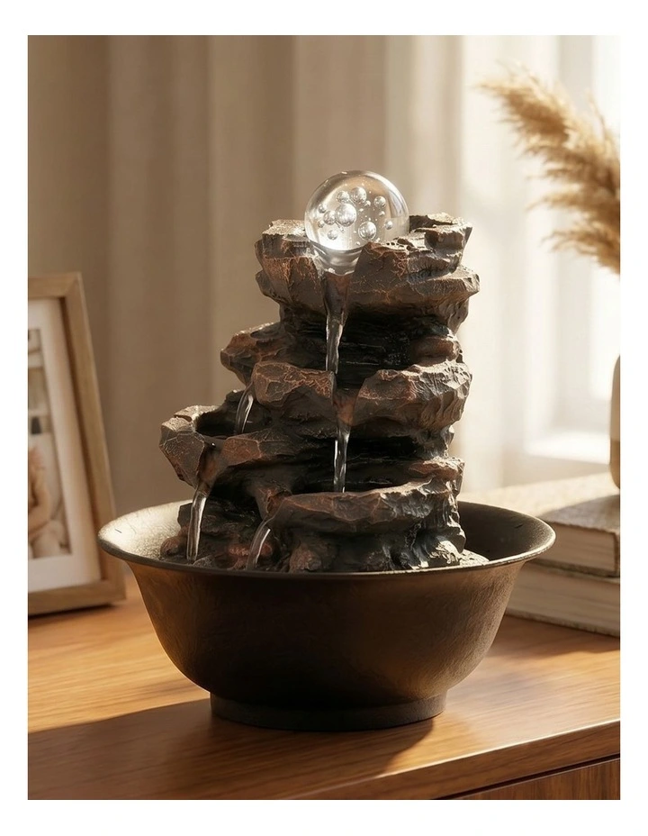 Spector Water Fountain Tabletop indoor 3-Speed Resin Stone Brown image 4
