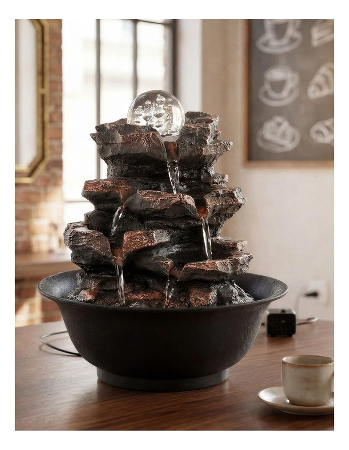 Spector Water Fountain Tabletop indoor 3-Speed Resin Stone Brown image 5
