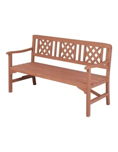 Levede 3 Seater Garden Bench Eucalyptus Wood Outdoor Patio Backrest Red Brown