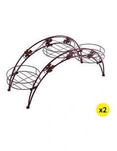 2X Plant Stand Outdoor Indoor Metal Flower Pot Shelf Garden Corner Shelve Bronze